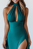 Load image into Gallery viewer, Dark Green Sheath Keyhole Long Formal Dress with Slit