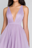 Load image into Gallery viewer, Lilac Tulle A Line Tiered Asymmetrical Long Formal Dress