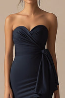 Load image into Gallery viewer, Navy Mermaid Sweetheart Long Formal Dress with Slit
