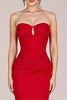 Load image into Gallery viewer, Red Strapless Sheath Keyhole Long Formal Dress with Slit