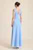 Load image into Gallery viewer, Sky Blue Sheath Sleeveless Long Formal Dress with 3D Flowers