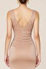 Load image into Gallery viewer, Neutral Satin Sheath Boat Neck Long Formal Dress with Slit