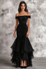 Load image into Gallery viewer, Black Mermaid Chiffon Appliqued Long Formal Dress