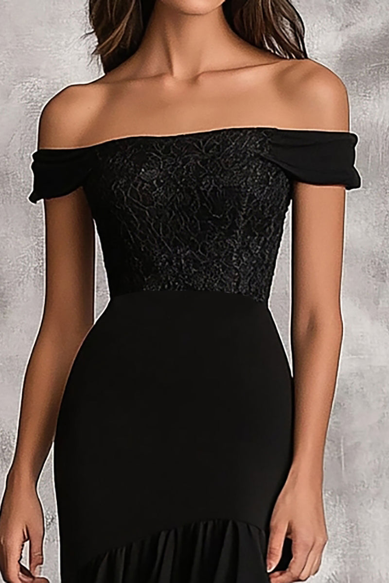 Load image into Gallery viewer, Black Mermaid Chiffon Appliqued Long Formal Dress