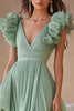 Load image into Gallery viewer, Light Green Chiffon Ruffed Tiered Long Formal Dress