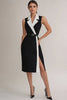 Load image into Gallery viewer, Black White Bodycon Sleeveless Knee-Length Cocktail Dress