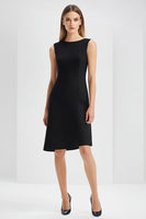 Load image into Gallery viewer, Black Bodycon Boat Neck Sleeveless Knee-Length Semi Formal Dress