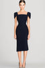Load image into Gallery viewer, Black Bodycon Square Neck Midi Semi Formal Dress