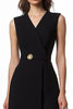 Load image into Gallery viewer, Black V-Neck A Line Knee-Length Semi Formal Dress
