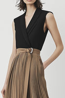 Load image into Gallery viewer, Light Brown Pleated Sleeveless Patchwork Ankle-Length Cocktail Dress