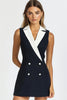 Load image into Gallery viewer, Black White Sleeveless A Line Patchwork Short Semi Formal Dress