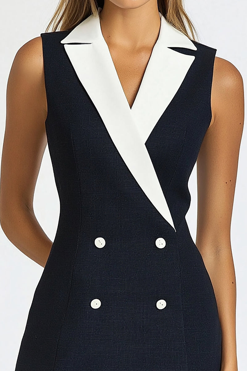 Load image into Gallery viewer, Black White Sleeveless A Line Patchwork Short Semi Formal Dress
