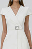 Load image into Gallery viewer, White Pleated A Line Short Semi Formal Dress with Cap Sleeves