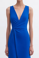 Load image into Gallery viewer, Royal Blue Bodycon Sleeveless Mid-Calf Semi Formal Dress with Slit