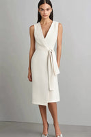 Load image into Gallery viewer, Ivory Bodycon Sleeveless Midi Semi Formal Dress