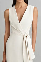 Load image into Gallery viewer, Ivory Bodycon Sleeveless Midi Semi Formal Dress