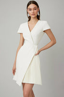 Load image into Gallery viewer, White A Line Pleated Short Semi Formal Dress