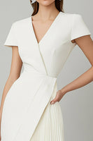Load image into Gallery viewer, White A Line Pleated Short Semi Formal Dress