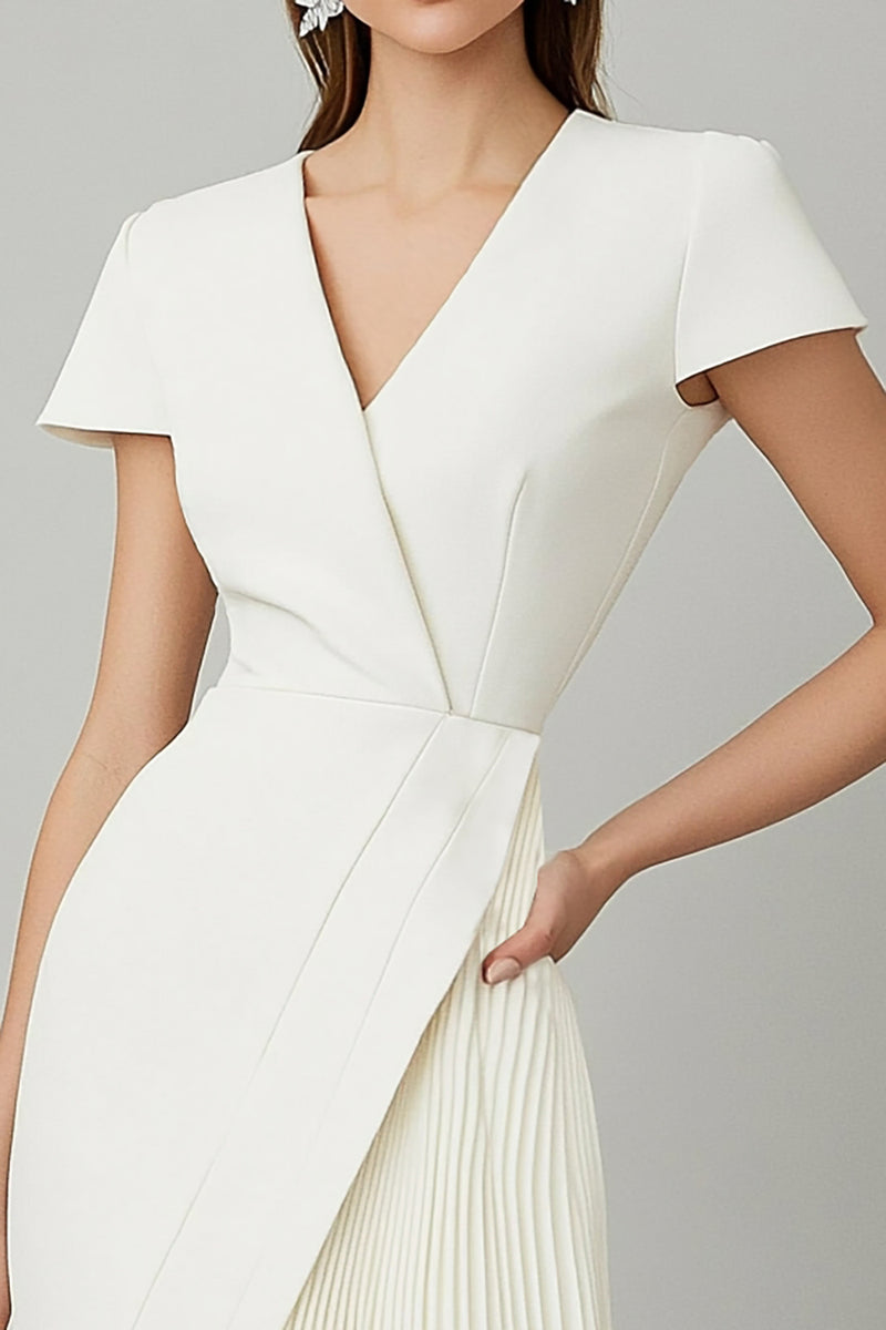 Load image into Gallery viewer, White A Line Pleated Short Semi Formal Dress