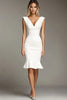 Load image into Gallery viewer, White Sleeveless Bodycon V-Neck Knee-Length Semi Formal Dress