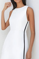 Load image into Gallery viewer, Black White A Line Sleeveless Knee-Length Semi Formal Dress