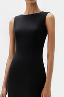 Load image into Gallery viewer, Black Bodycon Bateau Neck Sleeveless Short Semi Formal Dress