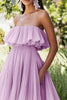 Load image into Gallery viewer, Lilac Pleated Chiffon Asymmetrical Wedding Guest Dress