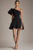 Load image into Gallery viewer, One Shoulder Satin A Line Little Black Dress