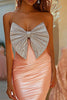 Load image into Gallery viewer, Pink Mermaid Satin Backless Prom Dress with Bow