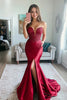 Load image into Gallery viewer, Sparkly Red Mermaid Satin Backless Prom Dress with Slit