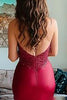 Load image into Gallery viewer, Sparkly Red Mermaid Satin Backless Prom Dress with Slit