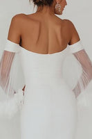 Load image into Gallery viewer, White Bodycon Backless Graduation Dress with Ruffles
