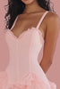 Load image into Gallery viewer, Pink Sheath Sweetheart Graduation Dress with Ruffles
