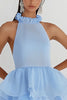 Load image into Gallery viewer, Sky Blue Tulle A Line Halter Backless Graduation Dress