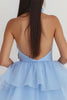 Load image into Gallery viewer, Sky Blue Tulle A Line Halter Backless Graduation Dress