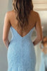 Load image into Gallery viewer, Sky Blue Mermaid Chiffon Sweetheart Long Prom Dress with Slit