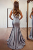 Load image into Gallery viewer, Grey Mermaid Satin Sweetheart Long Prom Dress with Ruffles