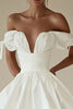 Load image into Gallery viewer, Off the Shoulder Ruched A Line Pleated Little White Dress