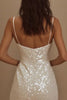 Load image into Gallery viewer, Sequins A Line Spaghetti Straps Little White Dress
