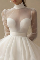 Load image into Gallery viewer, Tulle Tiered Little White Dress with Long Sleeves