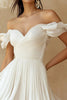 Load image into Gallery viewer, Chiffon Pleated A Line Off the Shoulder Little White Dress with Ruffles