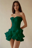 Load image into Gallery viewer, A Line Strapless Tiered Strapless Little White Dress