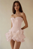 Load image into Gallery viewer, A Line Strapless Tiered Strapless Little White Dress