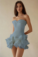 Load image into Gallery viewer, A Line Strapless Tiered Strapless Little White Dress