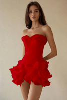 Load image into Gallery viewer, Dusty Sage A Line Strapless Tiered Graduation Dress