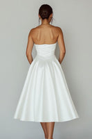 Load image into Gallery viewer, White Sweetheart A Line Satin Keyhole Graduation Dress with Slit