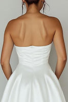 Load image into Gallery viewer, White Sweetheart A Line Satin Keyhole Graduation Dress with Slit
