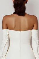 Load image into Gallery viewer, Bodycon Off the Shoulder Satin Graduation White Dress with Bow