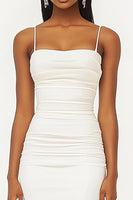 Load image into Gallery viewer, White Satin Mermaid Long Graduation Dress