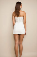 Load image into Gallery viewer, White Sparkly Bodycon Satin Graduation Dress with Beading